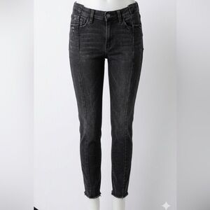 Flying Monkey High Rise Seam Front Raw Hem Skinny Jeans Black Denim Women’s 27